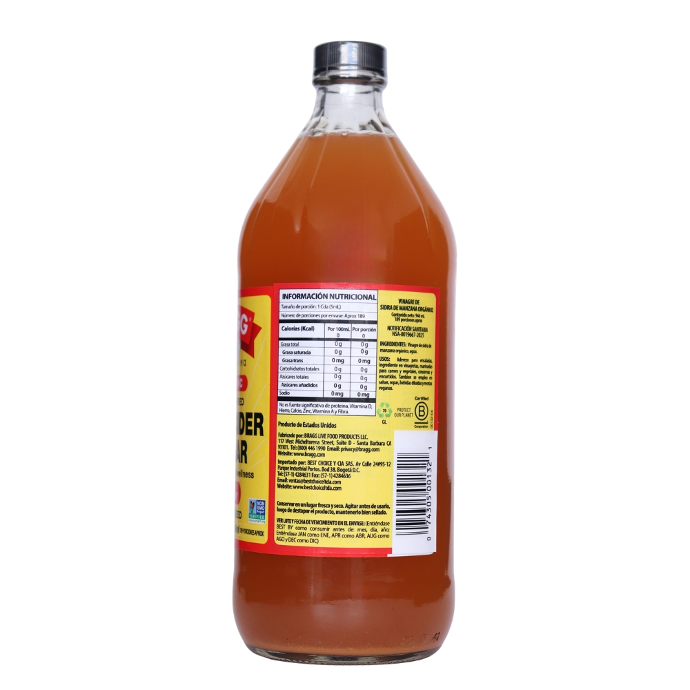 VINAGRE SIDRA MANZANA BRAGG 946ML - Imagen 2