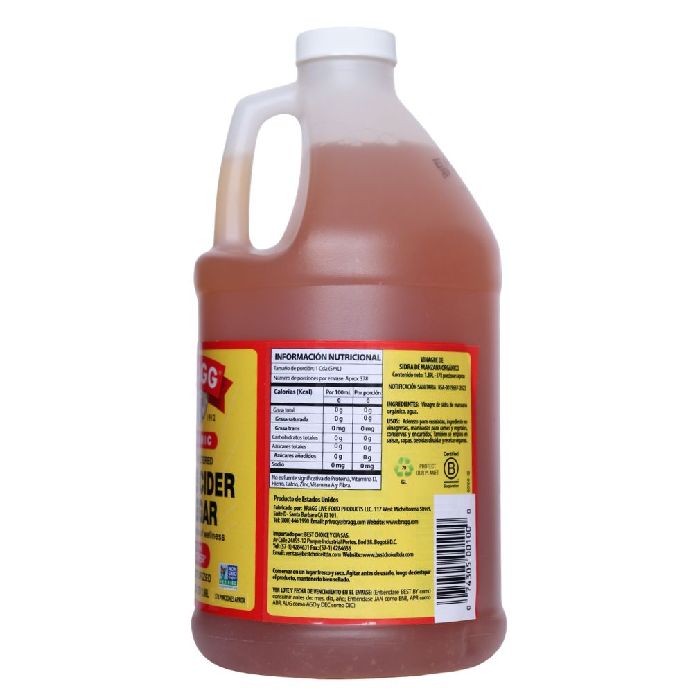 VINAGRE SIDRA MANZANA BRAGG 1890ML - Imagen 2